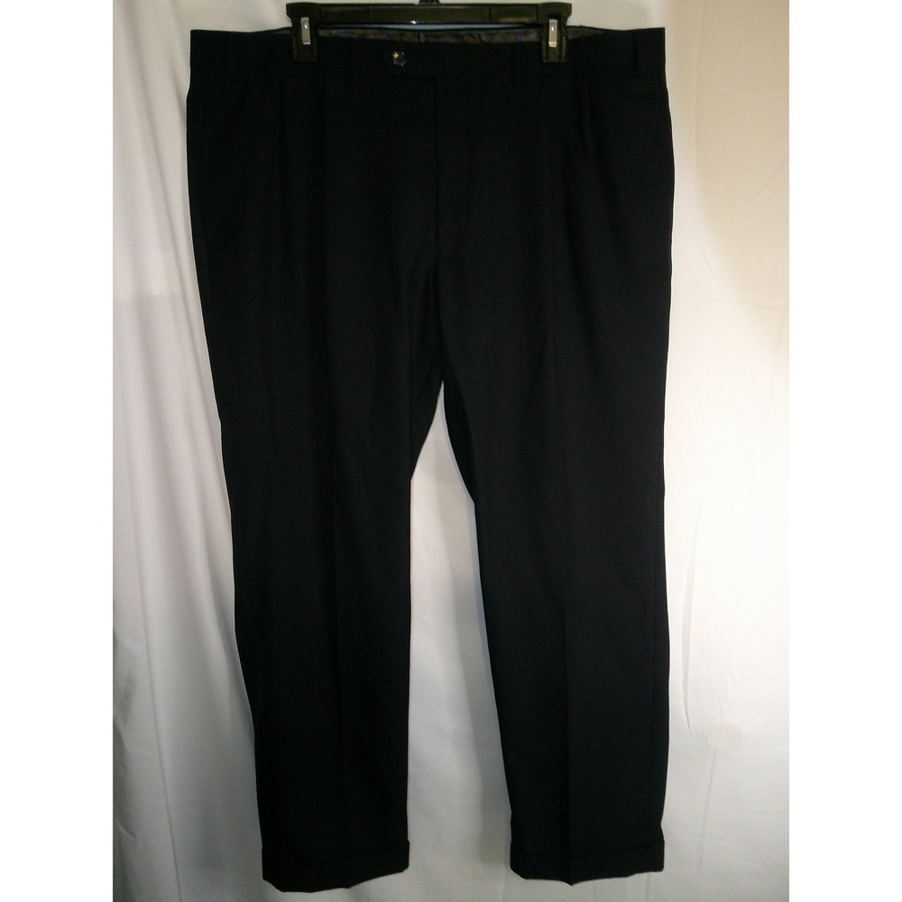 Lauren Ralph Lauren Dress Pants Navy Blue‎ Flat Front Mens Paisley Lined 40Wx30L